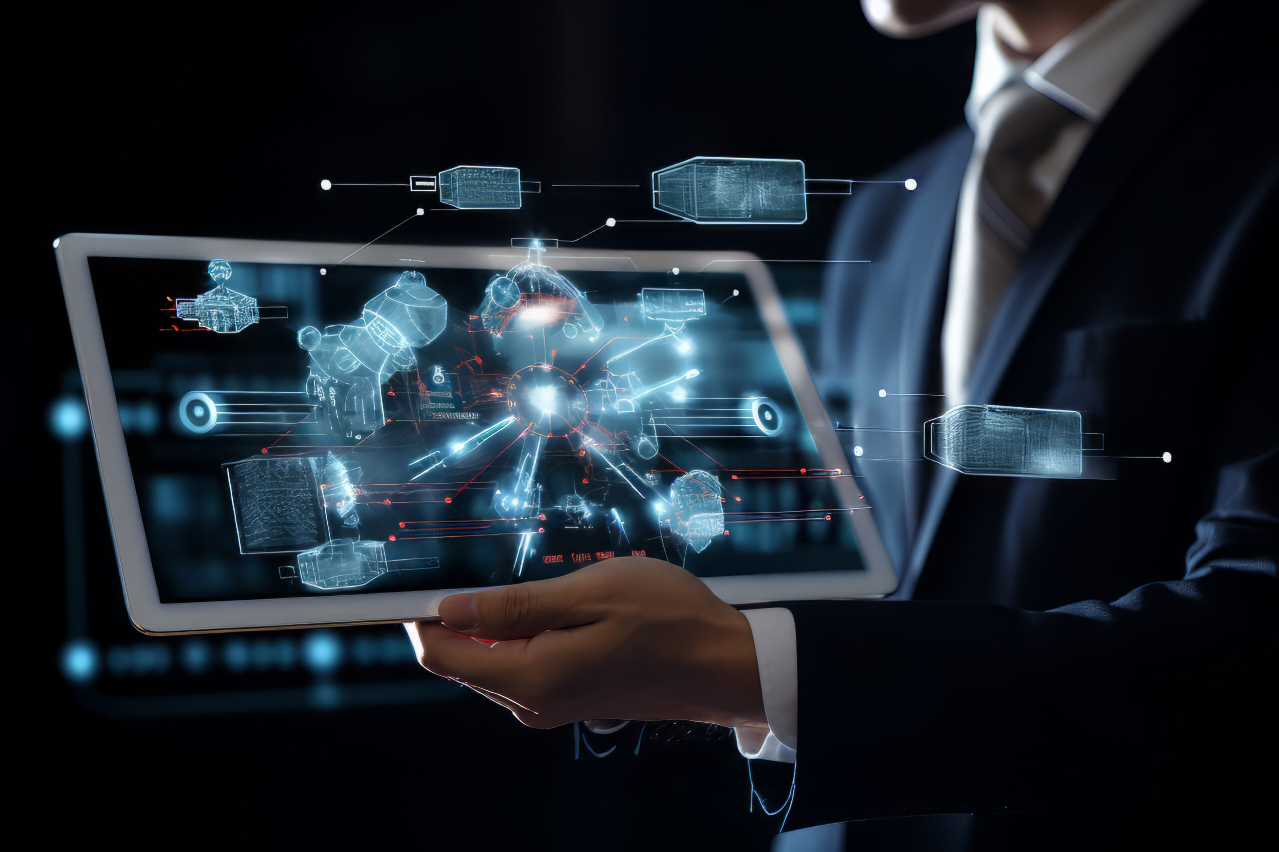 Scene With Business Person Working Futuristic Office Job Scaled